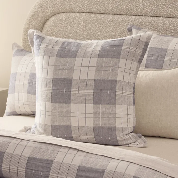 Finn Storm Blue Check Pillowcases