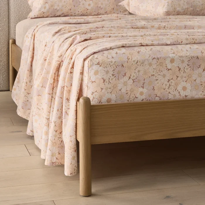 Flannelette Peach Daisy Sheet Set