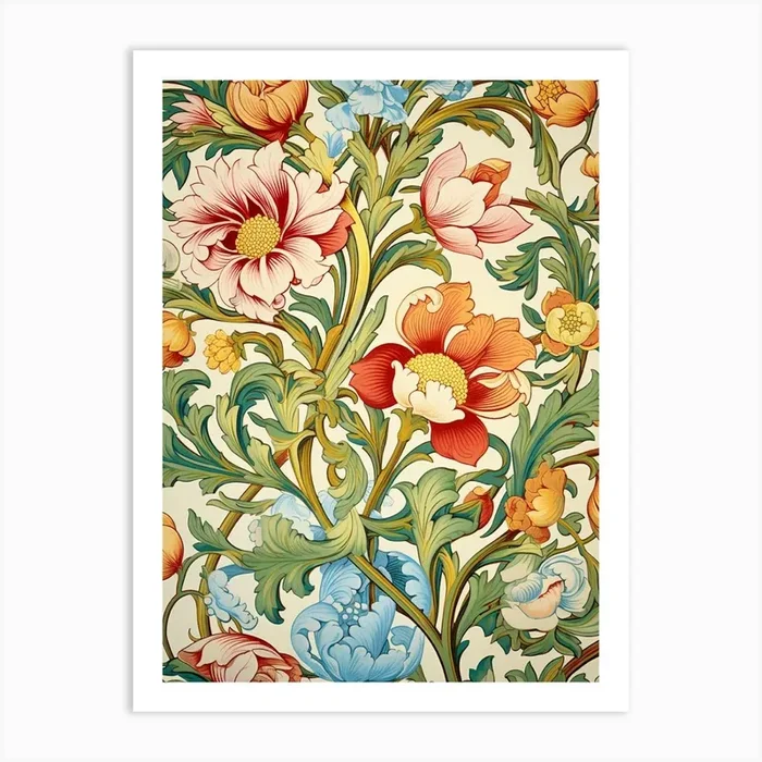 Floral Wallpaper 154 Art PrintS by Shadesigns