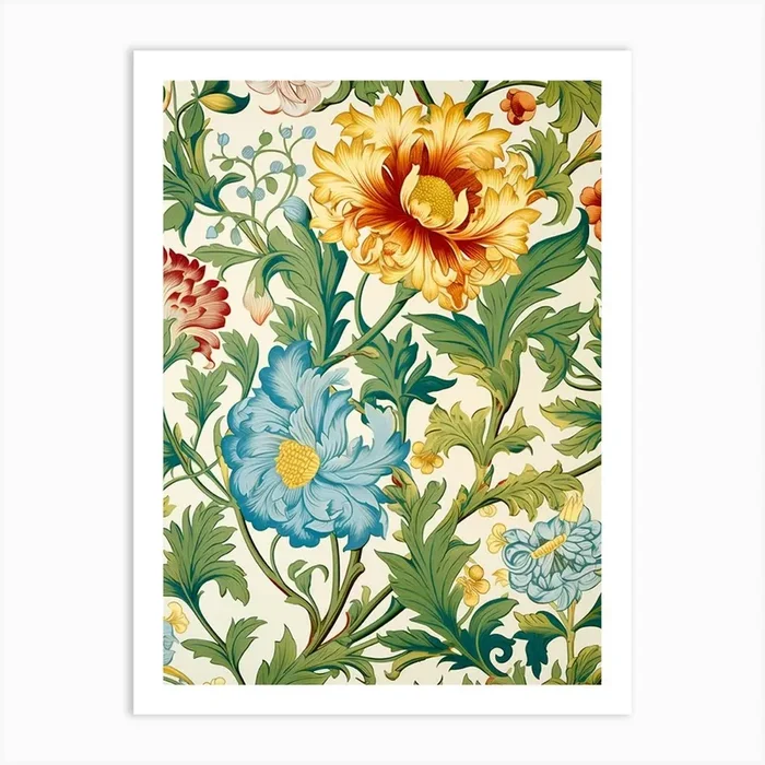 Floral Wallpaper 167 Art PrintS by Shadesigns