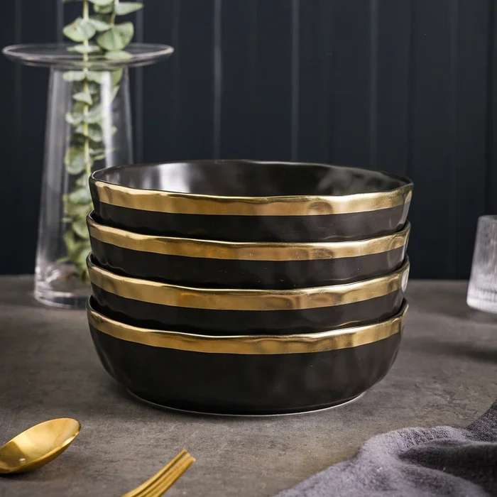 Florian Porcelain Pasta Bowl – Black