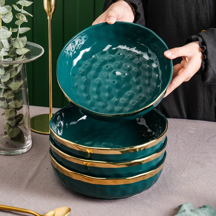 Florian Porcelain Pasta Bowl – Green
