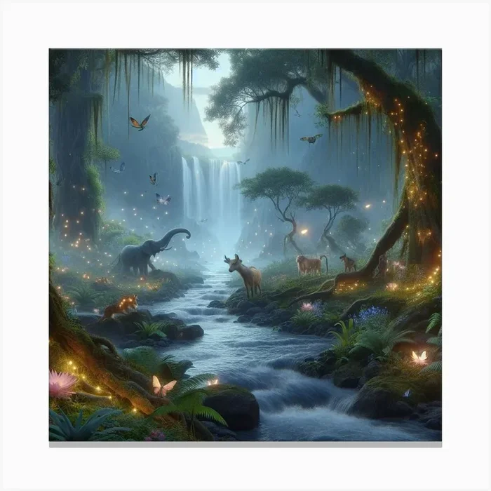Forest At Night Canvas Print by neroo