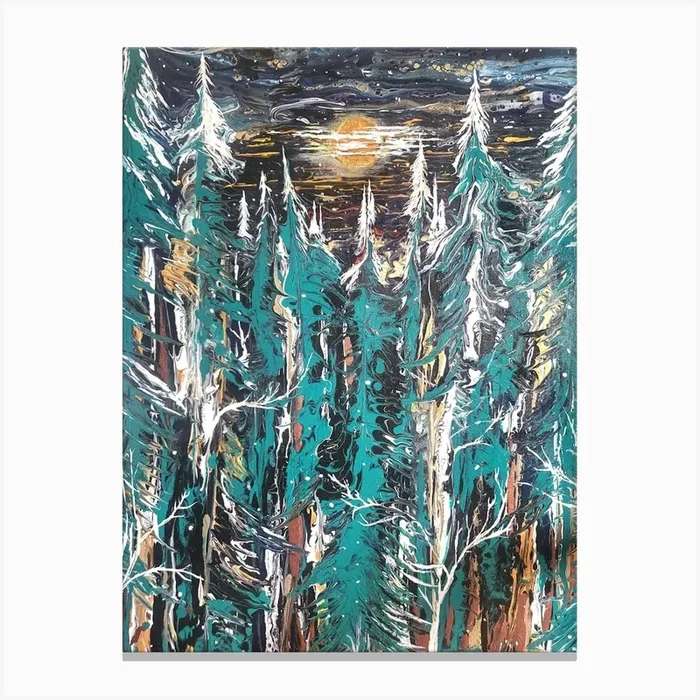Forest At Night Canvas PrintN by NancySchacht