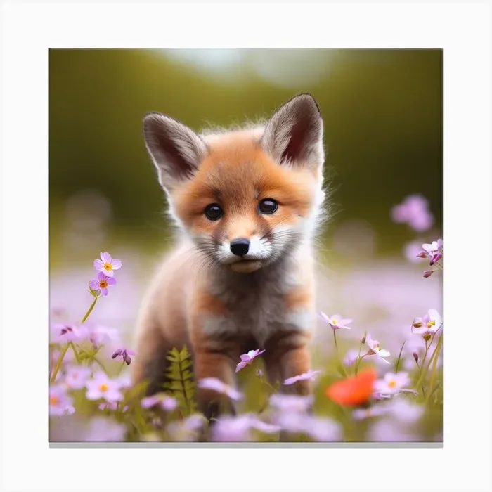 Fox Cub 1 Canvas Print by Pixelverse