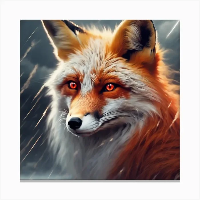 Fox In The Rain Canvas Print by Cats for you