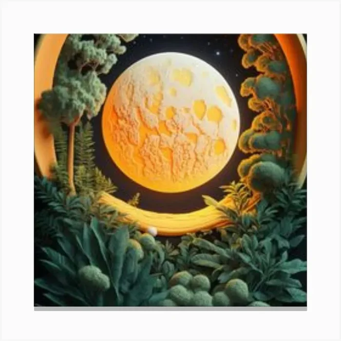 Full Moon In The Forest Canvas Print by FATSLIM