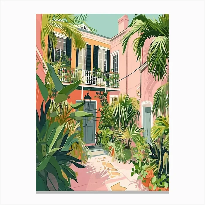 Garden District Storybook Illustration 2 Canvas Print by PixelPerfect