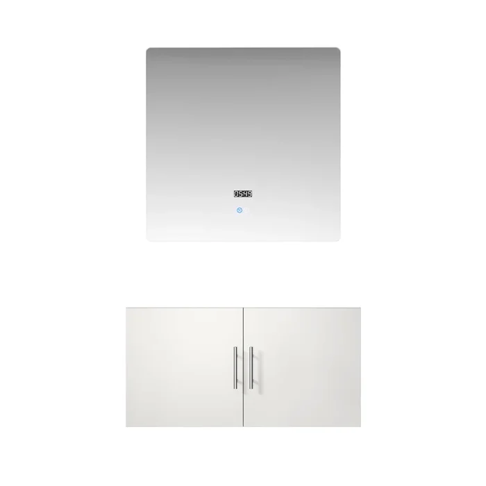 Geneva 36 in. W x 22 in. D Glossy White Bath Vanity and 36 in. LED Mirror