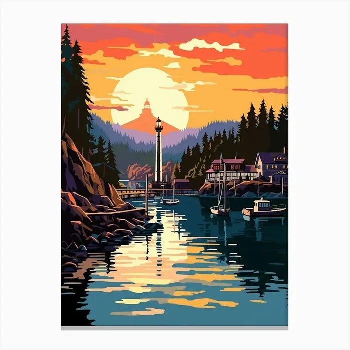 Gig Harbor Washington Retro Pop Art 15 Canvas Print by PixelPerfect
