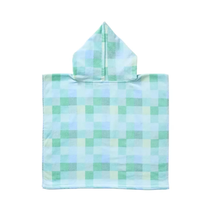 Gingham Blue Kids Hooded Towel
