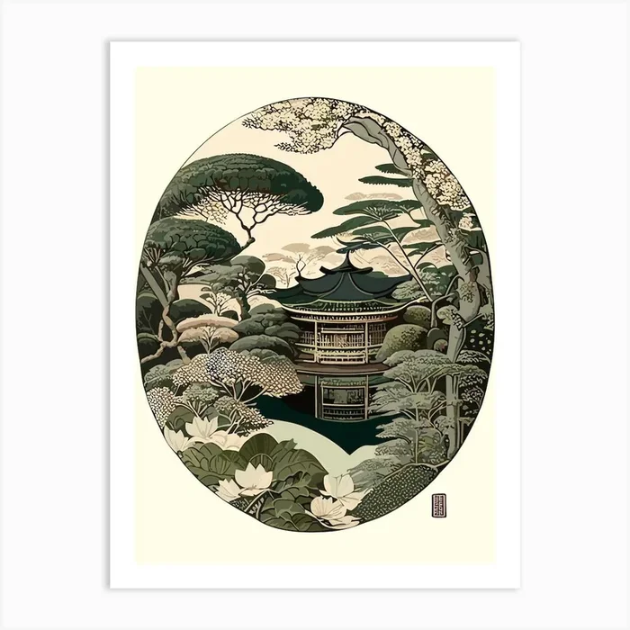 Ginkaku Ji, Japan Vintage Botanical Art PrintGO by Gardens of the World Art Prints & Posters