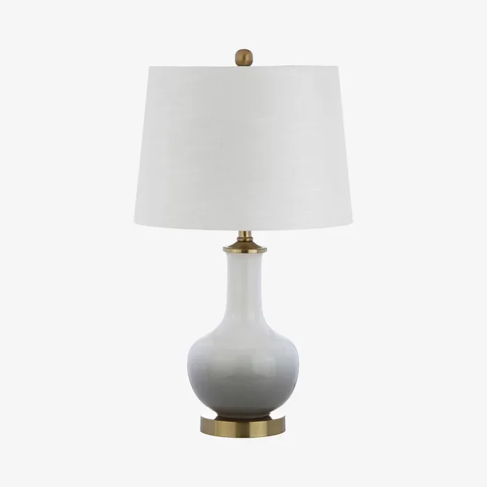 Gradient LED Table Lamp – White / Grey – Ceramic / Brass by JONATHAN Y