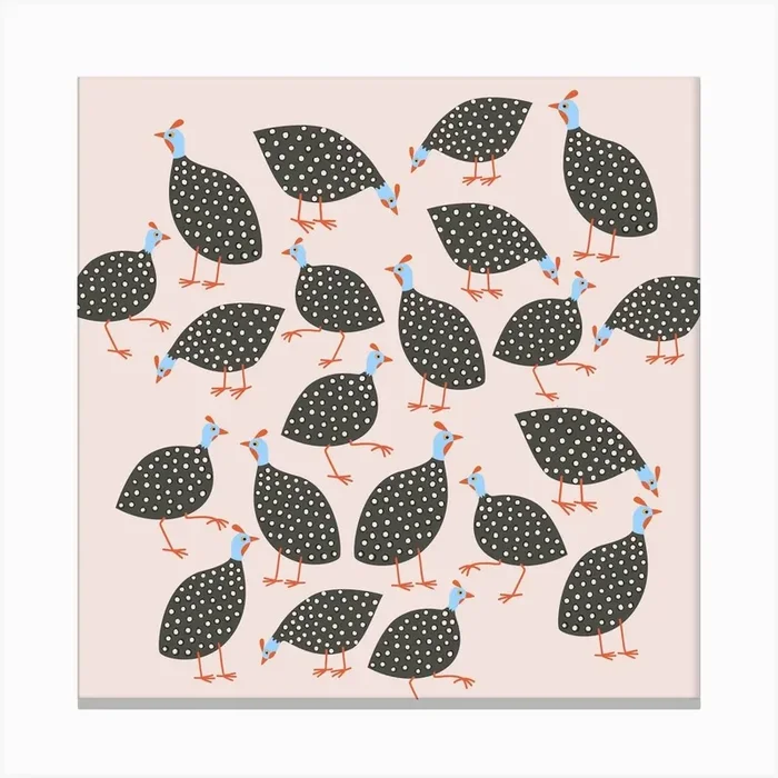 Guineafowl on Pink Canvas PrintNS by Nic Squirrell