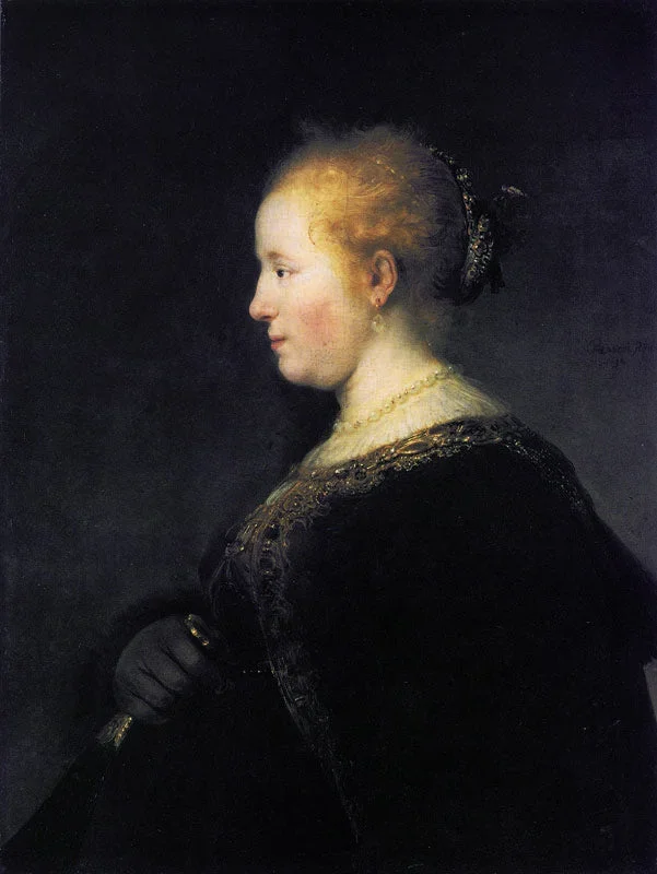 Half-figure of a Young Woman in Profile with a Fan