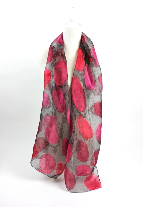 Hand Painted Project Scarf – Ruby Red, One Size