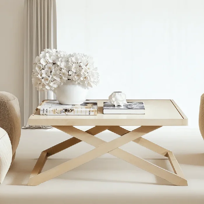 Harrow Lightwash Wood Cross Base Coffee Table