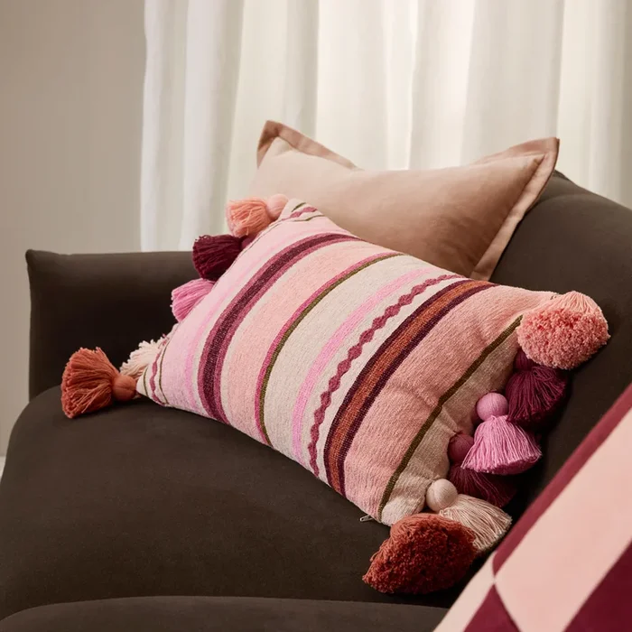 Heritage Glamour Plum Stripe Cushion