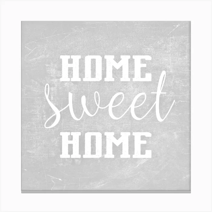 Home Sweet Home Light Grey Square Canvas Print by Monika Strigel