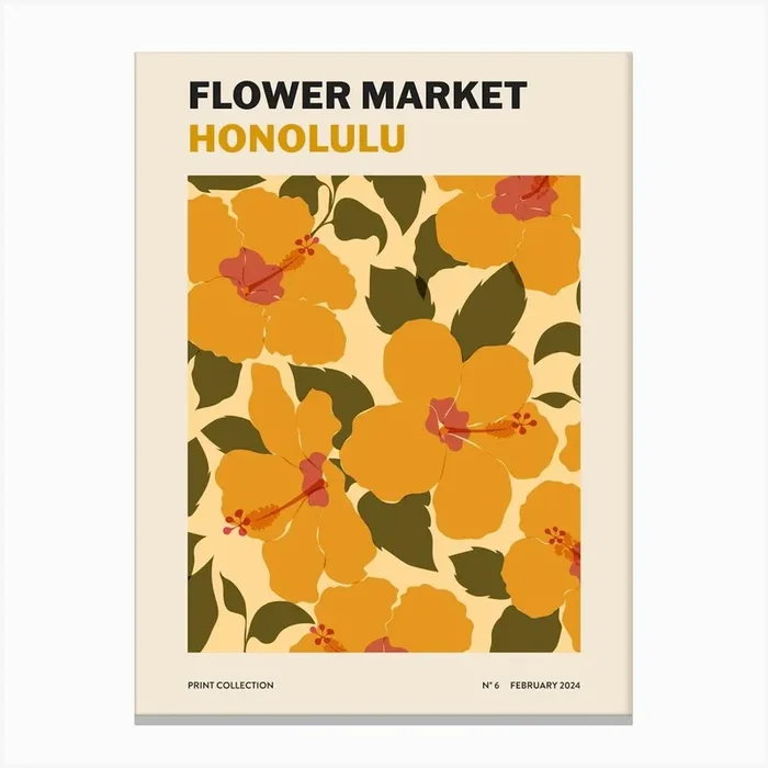 Honolulu Flower Market Canvas Print by Fleur Folk