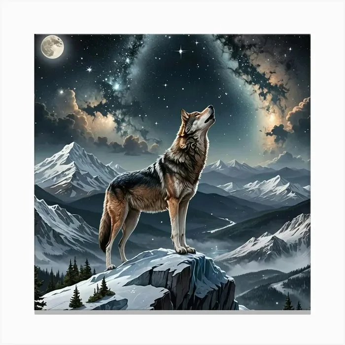 Howling Wolf Canvas Print by nemesis