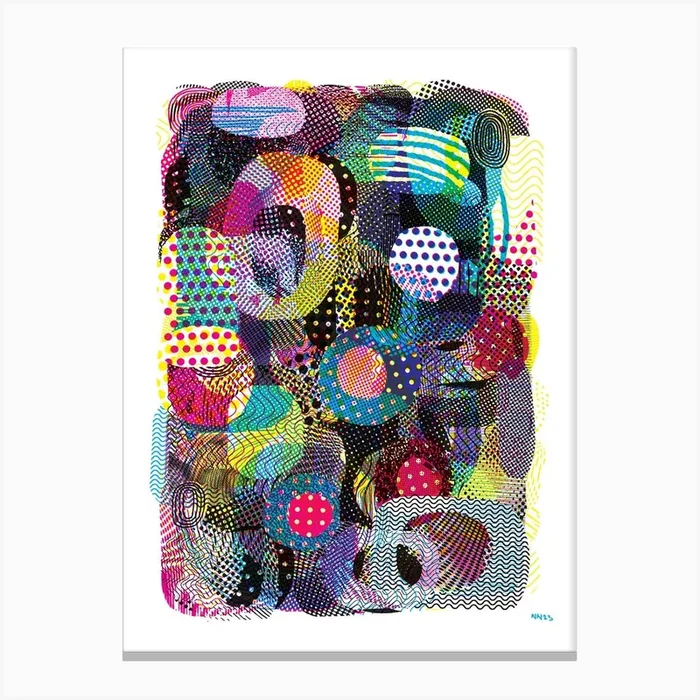 I ❤️ CMYK Halftones in Cyan, Magenta, Yellow, and Black #2. Canvas PrintNN by Nate Nolting