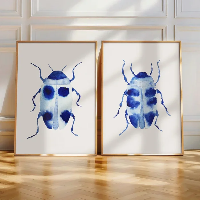Indigo Beetles ~ Print Set of 2
