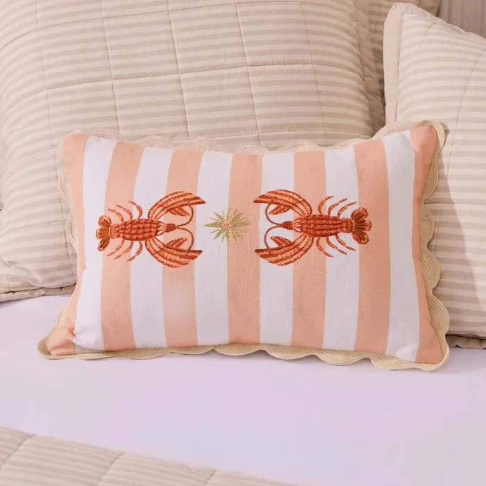 Italian Vacay Pink Lobster Cushion