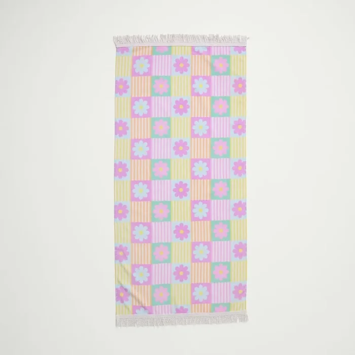 Kids Daisy Check Beach Towel