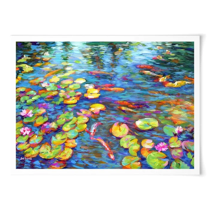 Koi Fish and Water Lillies Art Print