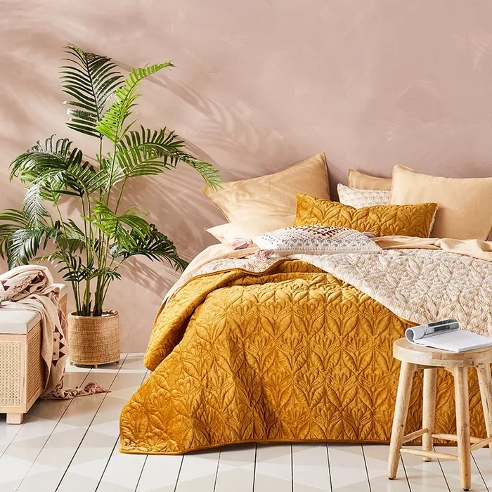 Krisha Gold Quilted Coverlet Separates