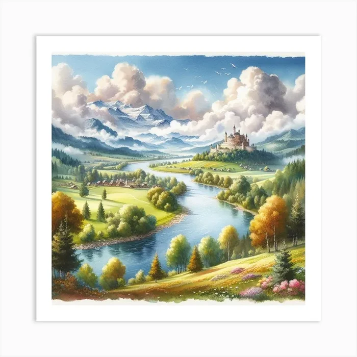 Landscape With Castle Art Print by neroo