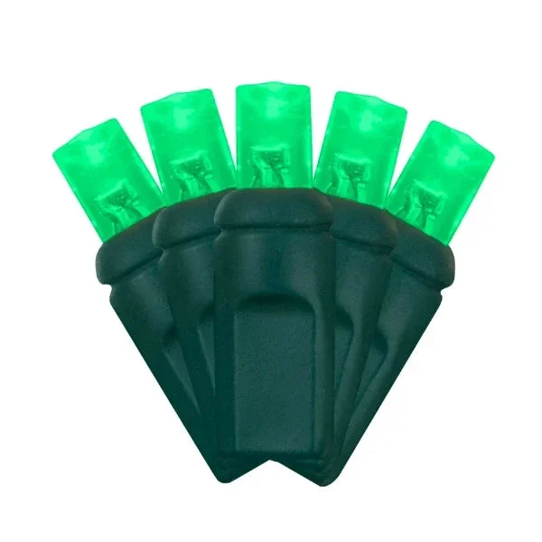 LED Mini Lights 5MM Green Static Green Wire – 6 ” Spacing