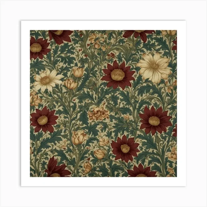 Leonardo Kino Xl Classic William Morrisstyle Floral Pattern Wi 0 Art Print by Waqas Art