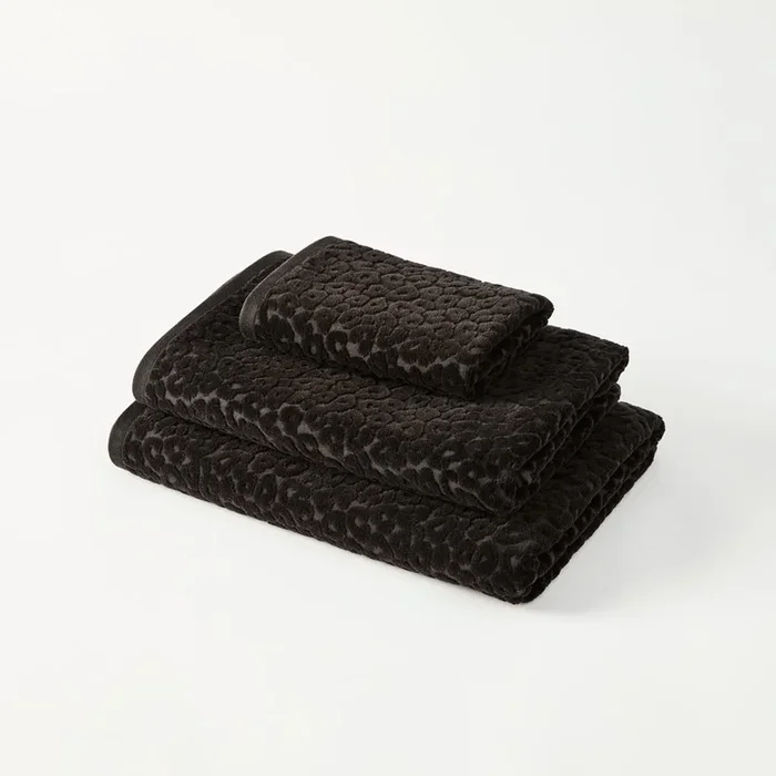 Leopard Black Textured Towel Range