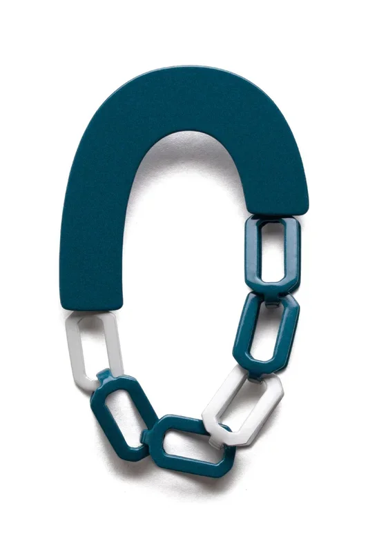 Link with Links Brooch – teal with light grey