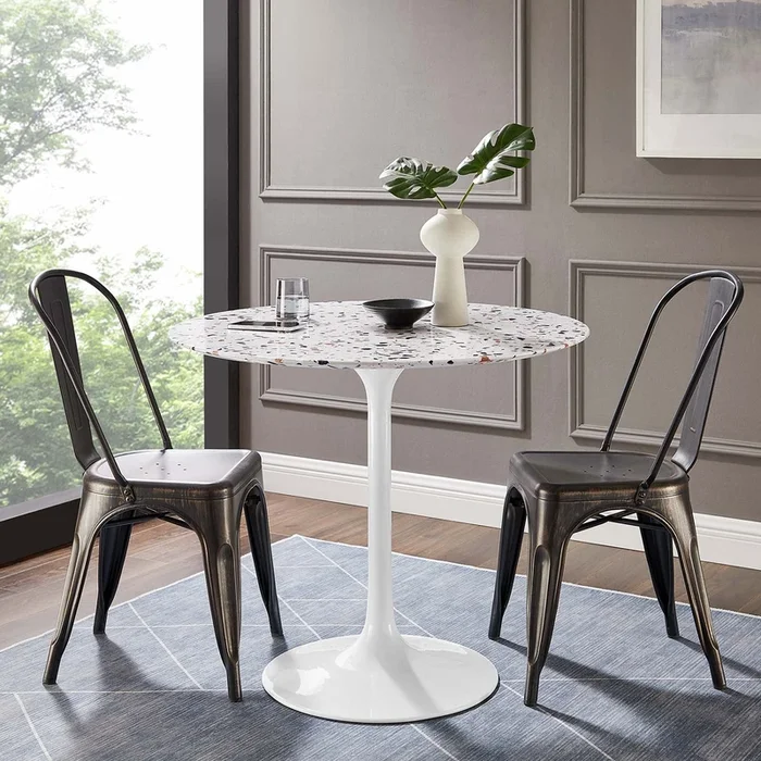 Lippa 36 ” Round Terrazzo White White Dining Table