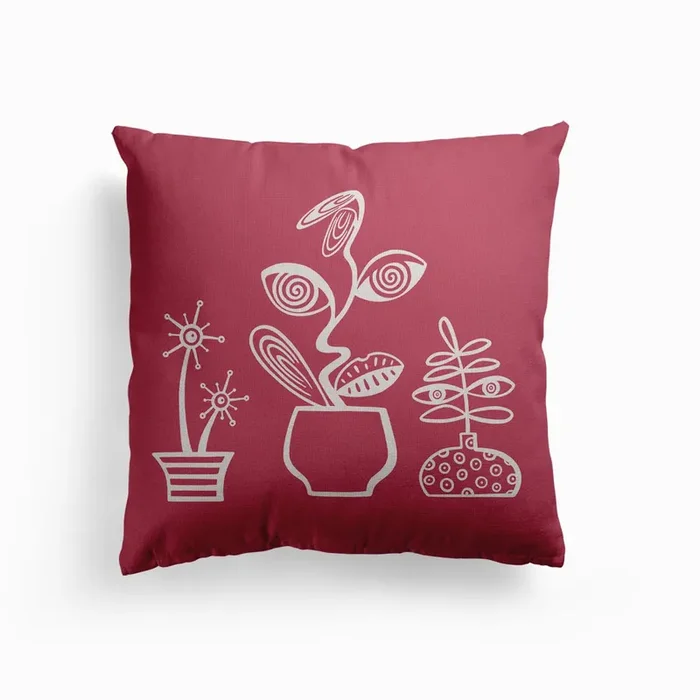 Living Plants Canvas Cushion by Helen Harlow