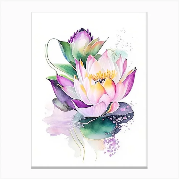 Lotus Flower Bouquet Watercolour 2 Canvas Print by The Artsy Florist