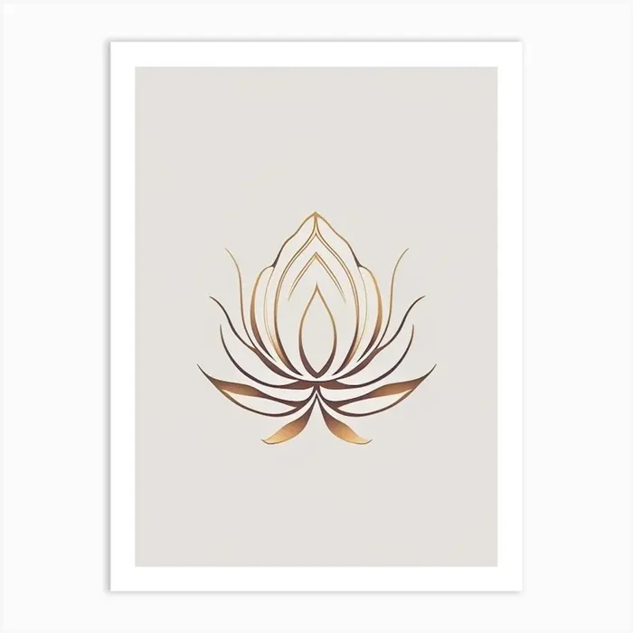 Lotus Flower, Buddhist Symbol Retro Minimal 5 Art Print by The Artsy Florist