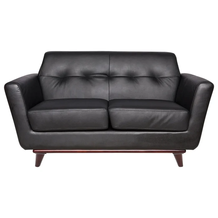 Luca Black Leather Loveseat