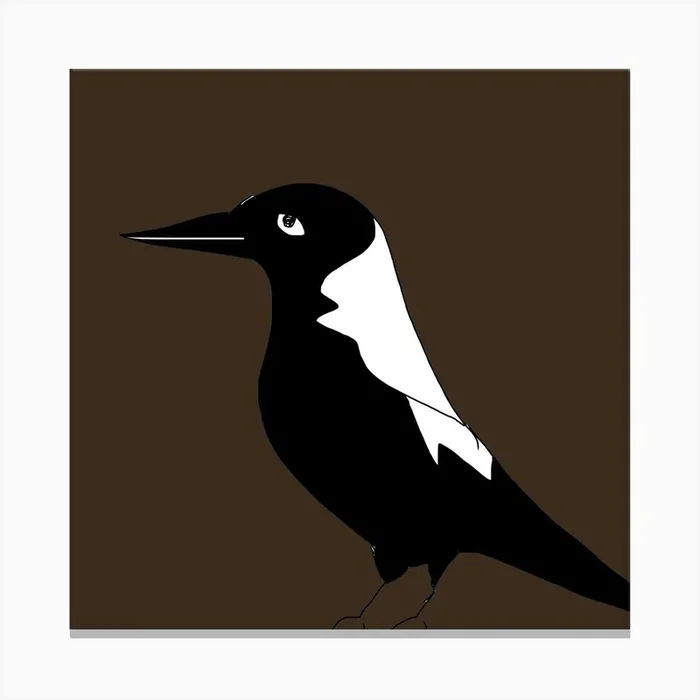 Maggie Magpie Square Canvas Print by Melanie Charles