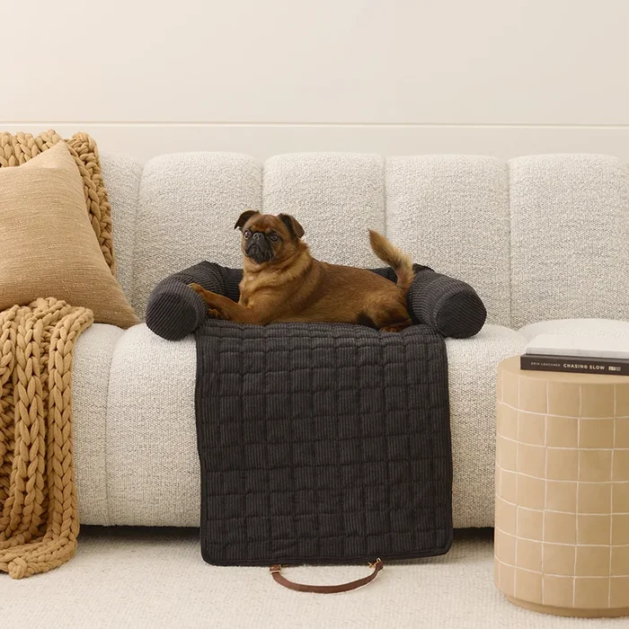 Maisy Black Corduroy Fold-Out Pet Bed