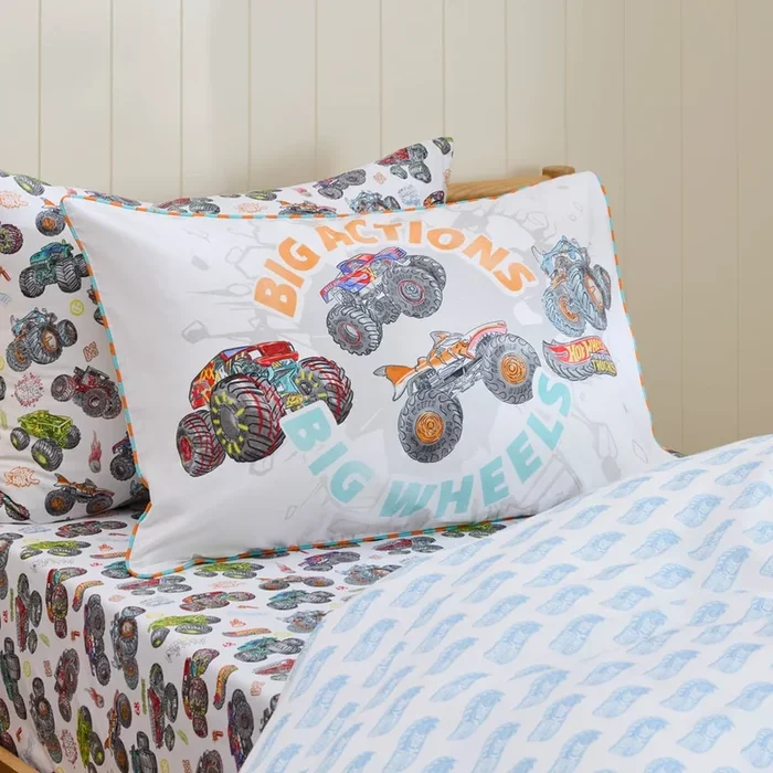 Mattel Hot Wheels Monster Trucks Text Pillowcase