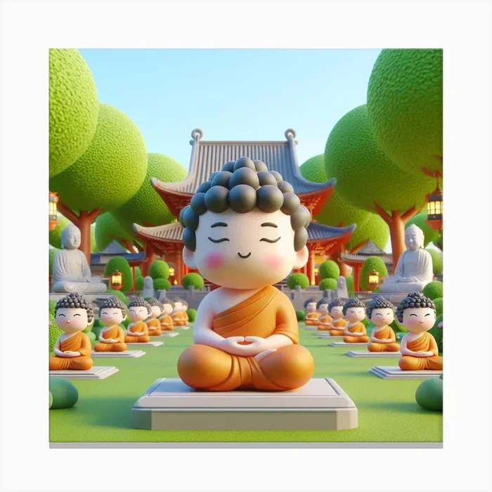 Meditate for peace, Lord buddha Canvas PrintM by Mon_to10