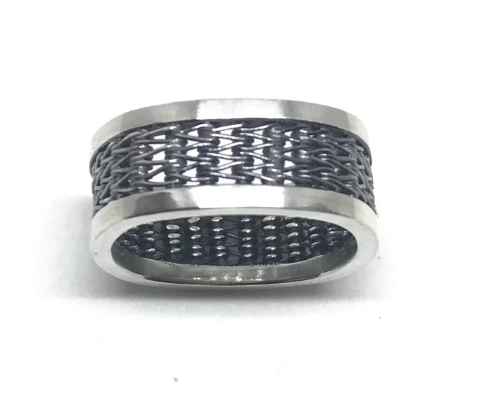 Men’s Herringbone Woven Square Ring