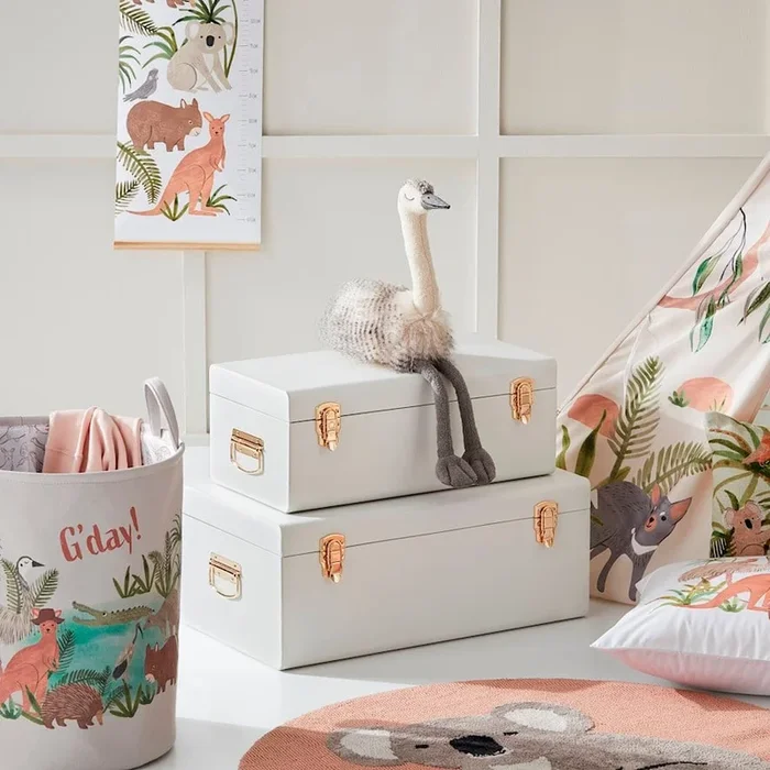 Metal Heirloom White Storage Trunks