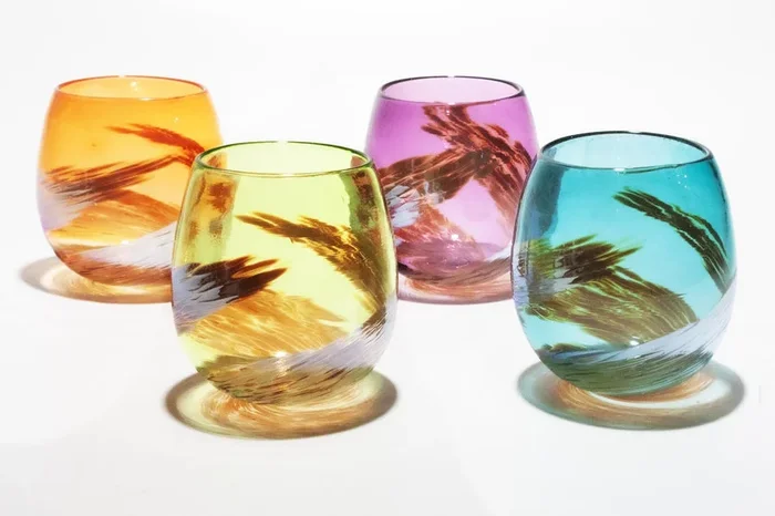 Metallic Helix Wine Glasses in Spring Mix – Mixed Set of 4