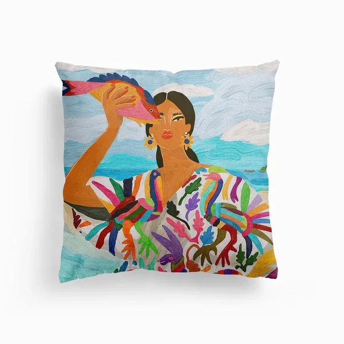 Mexican Colors Canvas Cushion by Ana Clerici
