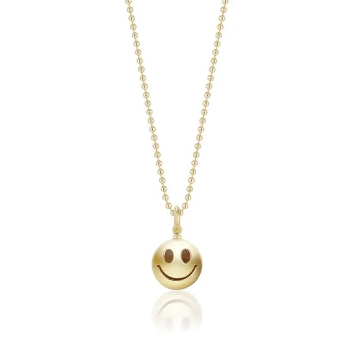 Mini Gold Smiley Face Pendant – Mini with a 16″ Gold chain